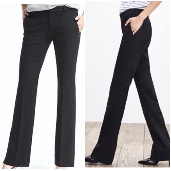 Banana REPUBLIC Martin Fit Stretch‎ Wool Black Flare Lined Pants Sz 2 - Picture 1 of 10